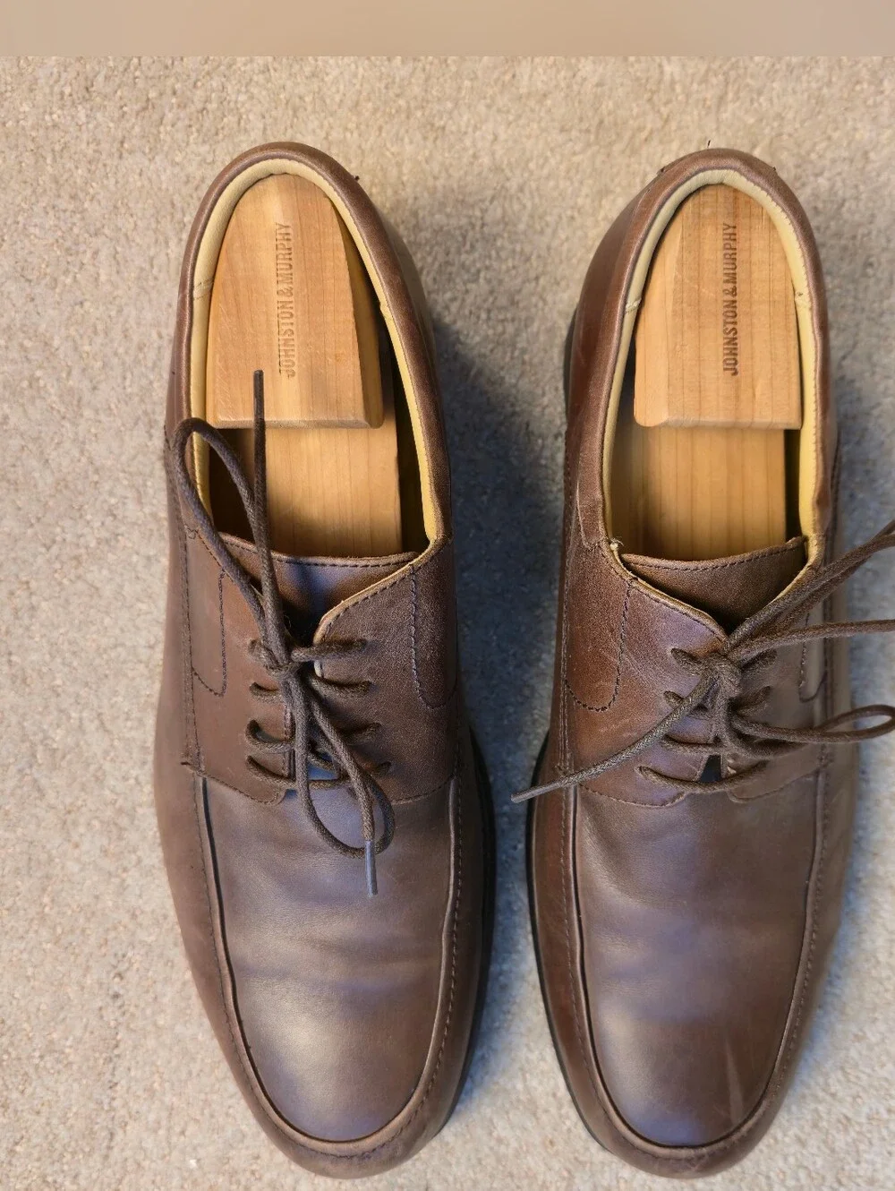Johnston & Murphy Size 11.5 Brown Sheepskin Leather Oxford Dress Shoes #20-7430